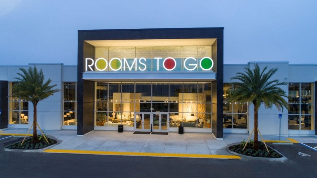Rooms to go is a retail chain constructed with shipping containers