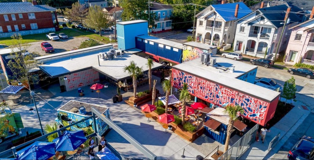 Starland Yard in Savannah, Geogia constructed with shipping containers