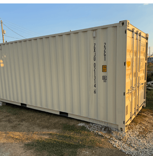 08/25 delivery of a 20ft double door shipping container, versatile steel unit for easy access, storage, and transport needs.
