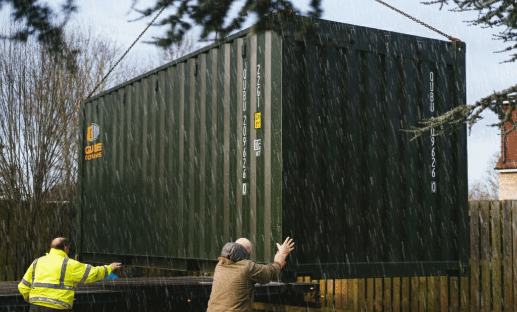 a watertight shipping container is build to withstand the harsh weather.